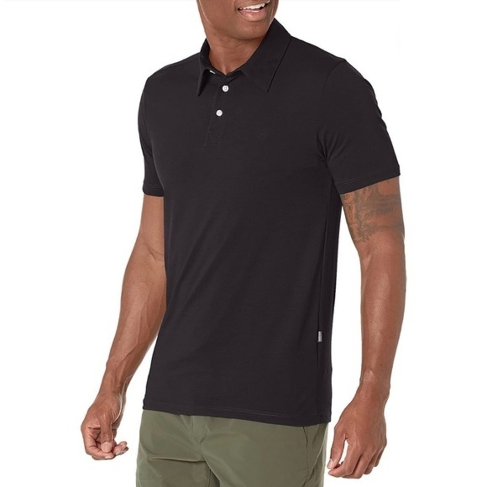 Volcom Banger Short Sleeve Collar Polo Shirt in Tinted Black, Size M